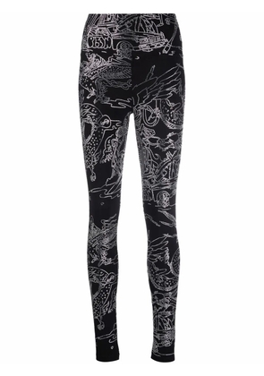 Philipp Plein tattoo-print embellished leggings - Black