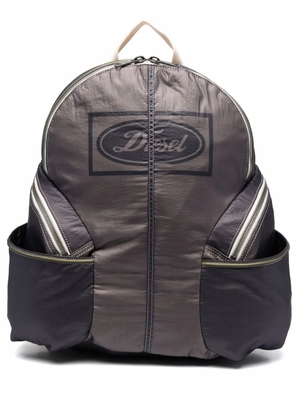Diesel logo-print zip-up backpack - Grey