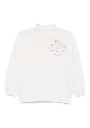 Vanisè high-neck rose-embellished sweater - Neutrals