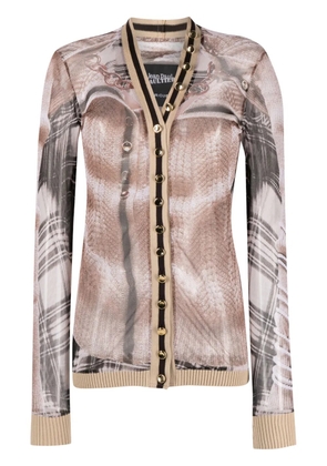 Y/Project Trompe L'oeil mesh cardigan top - Neutrals
