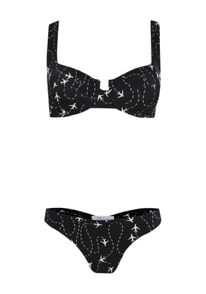 Brigitte plane-print bikini set - Black