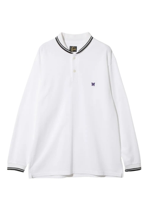Needles logo-detail cotton polo shirt - White