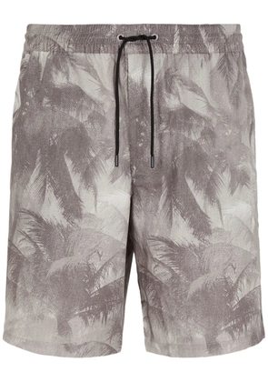 Emporio Armani graphic-print track shorts - Brown