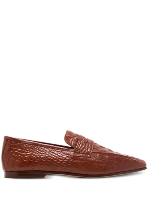 Sophique Milano crocodile-embossed penny-strap loafers - Brown