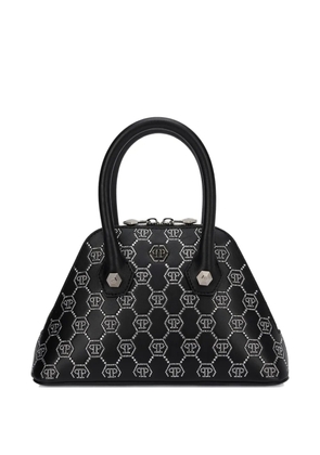 Philipp Plein small Majestic monogram rhinestone handle bag - Black