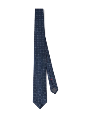 Brunello Cucinelli geometric-patterned silk tie - Blue