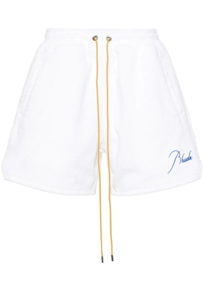 RHUDE logo-embroidered towelling-finish shorts - White