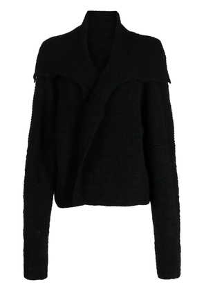 Yohji Yamamoto spread-collar wool bolero - Black