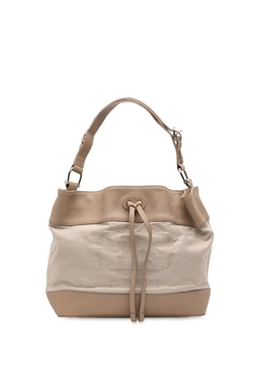 Burberry Pre-Owned 2000-2017 Leather Trimmed Canvas Drawstring bucket bag - Brown