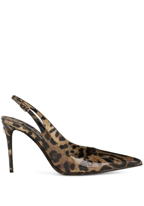Dolce & Gabbana KIM DOLCE&GABBANA leopard-print slingback pumps - Brown