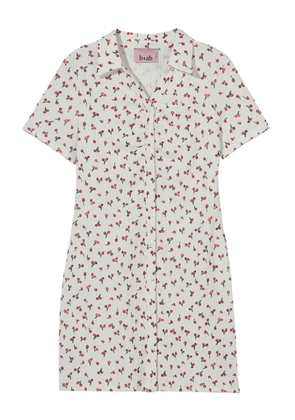 b+ab cherry-print collared mini shirt dress - White