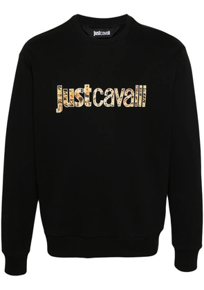 Just Cavalli logo-print cotton sweatshirt - Black