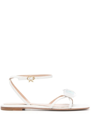Gianvito Rossi embellished leather flat sandals - White
