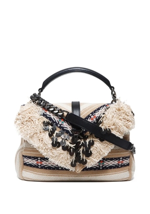 Saint Laurent Pre-Owned Collége jacquard shoulder bag - Neutrals