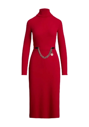 Lauren Ralph Lauren turtleneck chain-trim midi dress - Red