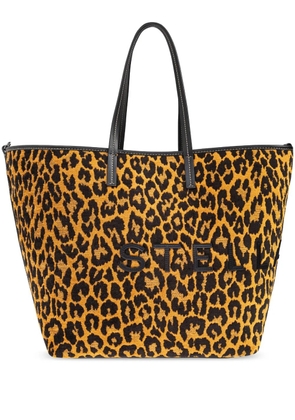 Stella McCartney logo cheetah-print tote bag - Brown