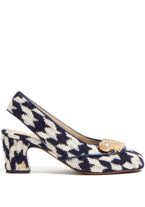 Valentino Garavani 60mm Adamantine houndstooth-patterned slingback-detailed pumps - White