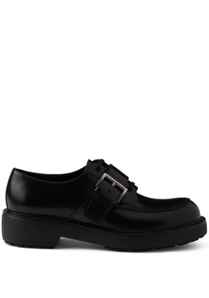 Prada brushed leather buckled derby shoes - Black