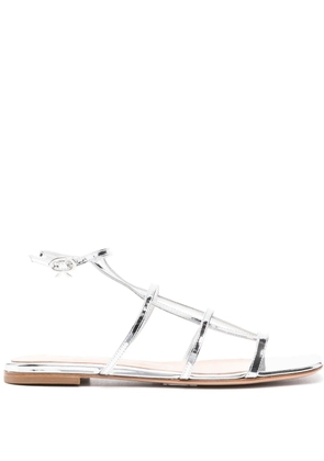 Gianvito Rossi metallic leather flat sandals - Silver