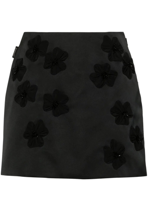Moncler floral-appliqué A-line miniskirt - Black