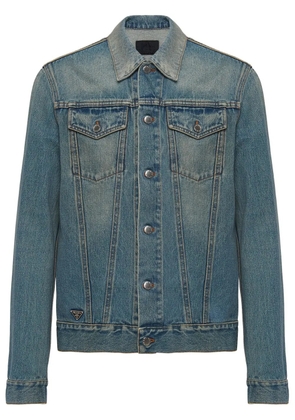 Prada triangle-logo denim blouson jacket - Blue