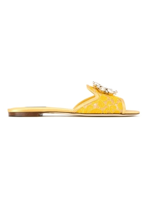 Dolce & Gabbana Rainbow Lace brooch-detail sandals - Yellow
