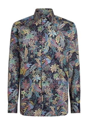 ETRO botanical-print cotton shirt - Blue