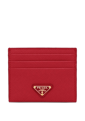 Prada triangle-logo saffiano leather card holder - Red