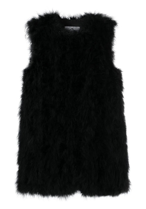 Yves Salomon sleeveless feather silk coat - Black