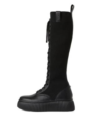Karl Lagerfeld lace-up ribbed-knit boots - Black