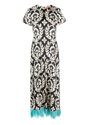 La DoubleJ Swing feather-trim dress - Black