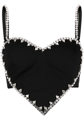 AREA heart-motif crystal-embellished top - Black