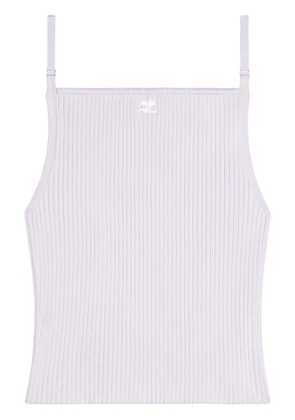Courrèges logo-embroidered ribbed tank top - Neutrals
