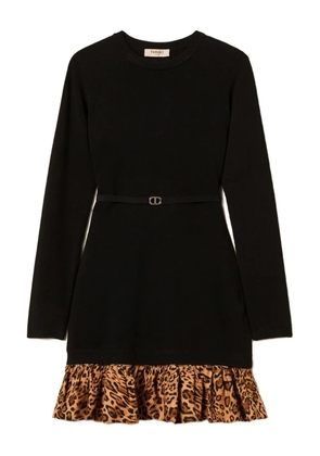 TWINSET leopard-print ruffle mini dress - Black