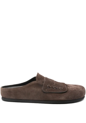 Jacquemus fringed suede mules - Brown