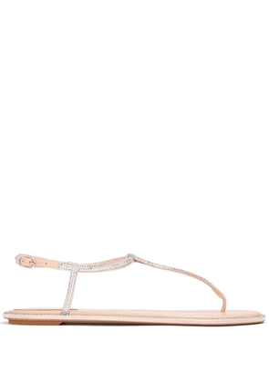 René Caovilla Diana crystal-embellished flat sandals - Neutrals