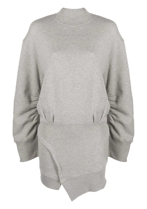 The Attico gathered-sleeve sweatshirt minidress - Grey