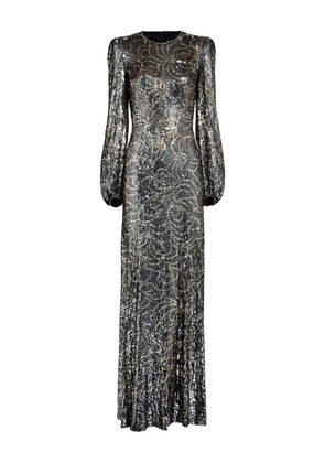 Jenny Packham Paradise sequin-embellished puff-sleeve dress - Grey