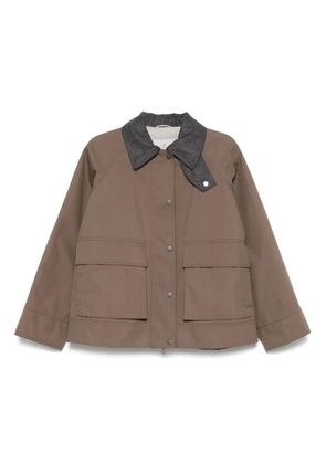 Brunello Cucinelli contrasting-collar jacket - Brown