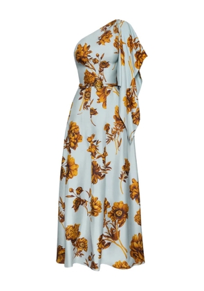 Oscar de la Renta one-shoulder floral-print maxi dress - Blue