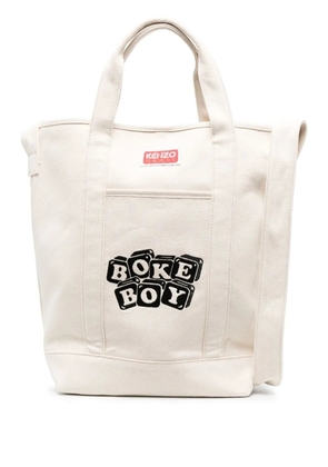 Kenzo logo-patch tote bag - Neutrals