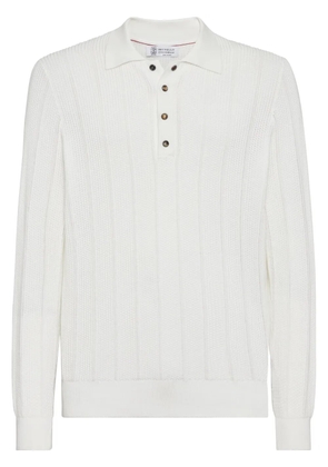 Brunello Cucinelli long-sleeve cotton polo shirt - White