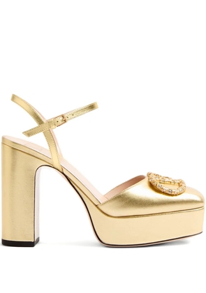 Valentino Garavani 115mm VLogo Signature leather pumps - Gold
