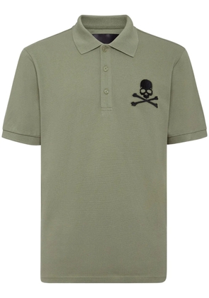 Philipp Plein Skull & Bones embroidered cotton polo shirt - Green