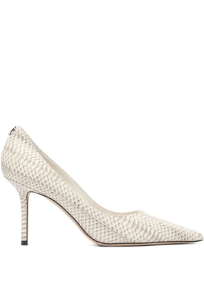 Jimmy Choo 85mm Love snakeskin-effect pointed-toe pumps - Grey