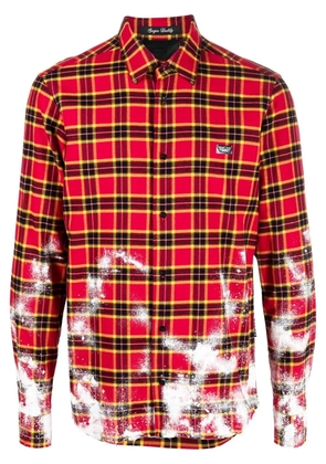 Philipp Plein flannel logo shirt - Red