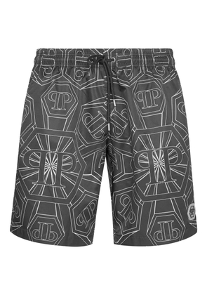 Philipp Plein monogram swim shorts - Grey