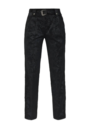 Versace Jeans Couture damask-pattern belted trousers - Black