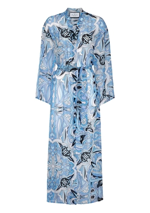 Philipp Plein graphic-print silk kaftan dress - Blue