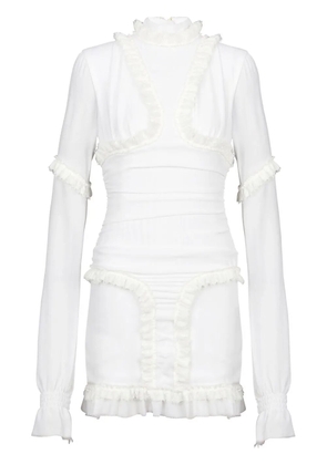 Balmain fringe-trim fitted dress - White